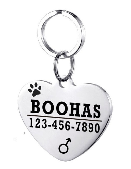 KFX-3911997 Personalized Stainless Steel Pet ID Tag with Natural Zircon Pendant