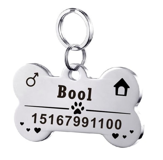 KFX-3911997 Personalized Stainless Steel Pet ID Tag with Natural Zircon Pendant