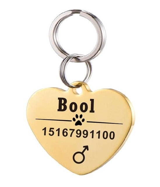 KFX-3911997 Personalized Stainless Steel Pet ID Tag with Natural Zircon Pendant