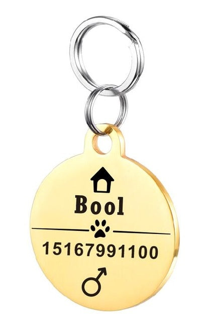 KFX-3911997 Personalized Stainless Steel Pet ID Tag with Natural Zircon Pendant