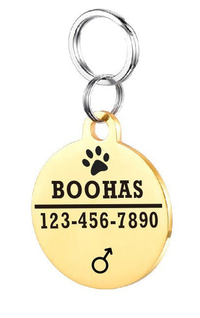KFX-3911997 Personalized Stainless Steel Pet ID Tag with Natural Zircon Pendant