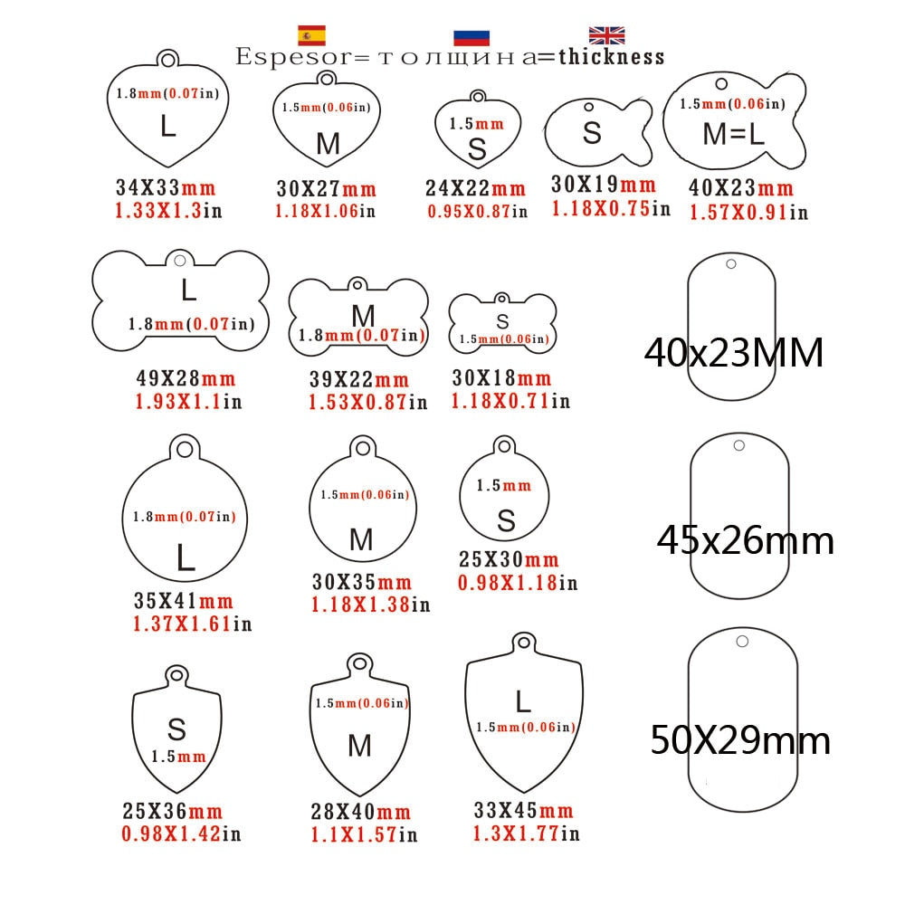 KFX-3911997 Personalized Stainless Steel Pet ID Tag with Natural Zircon Pendant