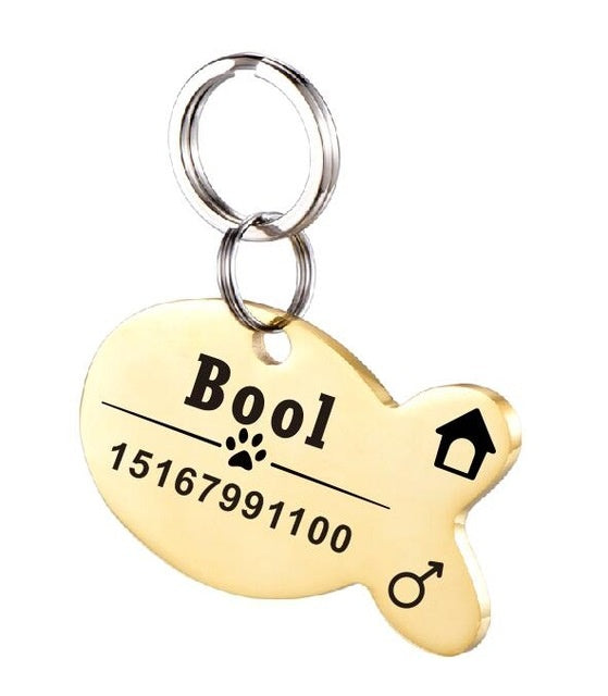 KFX-3911997 Personalized Stainless Steel Pet ID Tag with Natural Zircon Pendant