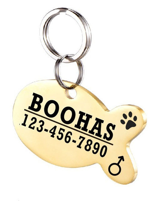 KFX-3911997 Personalized Stainless Steel Pet ID Tag with Natural Zircon Pendant