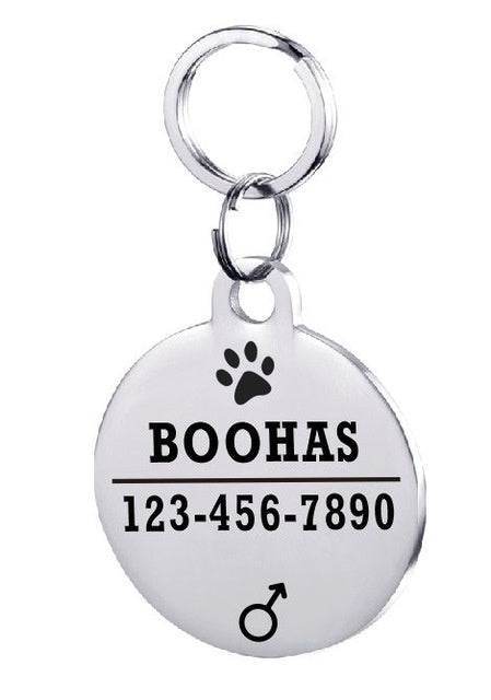 KFX-3911997 Personalized Stainless Steel Pet ID Tag with Natural Zircon Pendant