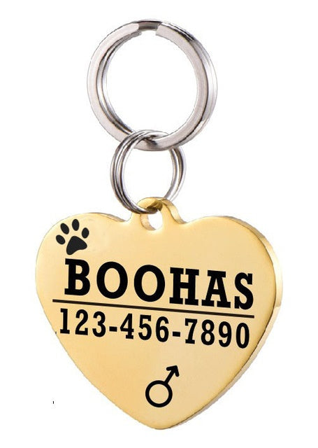 KFX-3911997 Personalized Stainless Steel Pet ID Tag with Natural Zircon Pendant