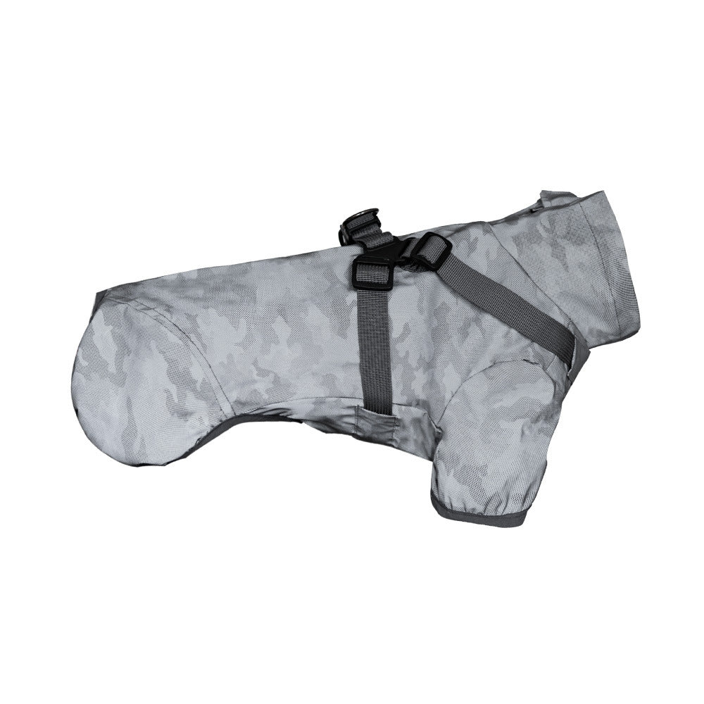 KFX-3915581 Waterproof Pet Raincoat for Medium and Small Dogs – Chest and Back Design in Camouflage, Star Gray, or Clear Yellow