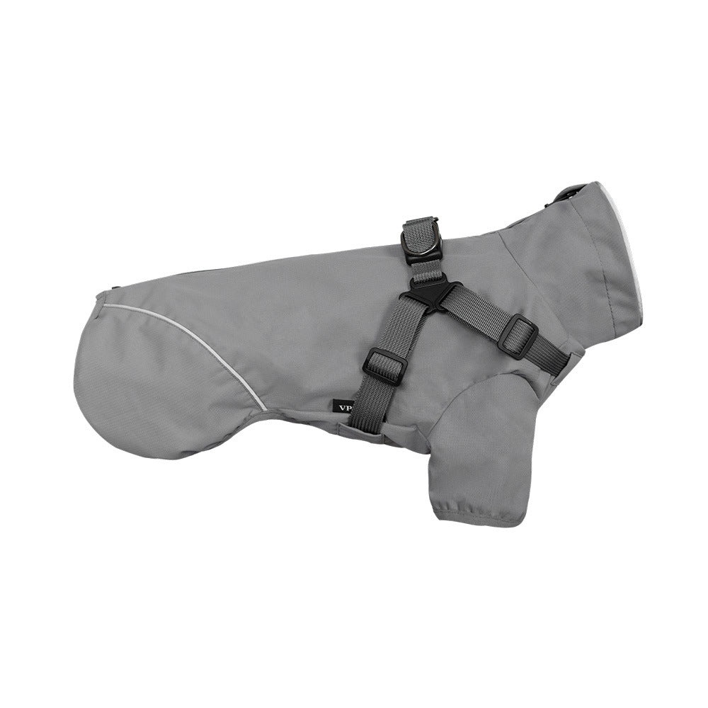 KFX-3915581 Waterproof Pet Raincoat for Medium and Small Dogs – Chest and Back Design in Camouflage, Star Gray, or Clear Yellow