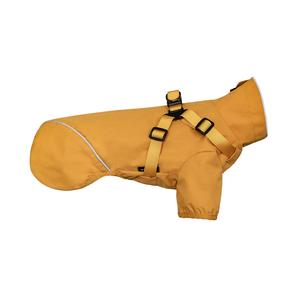 KFX-3915581 Waterproof Pet Raincoat for Medium and Small Dogs – Chest and Back Design in Camouflage, Star Gray, or Clear Yellow