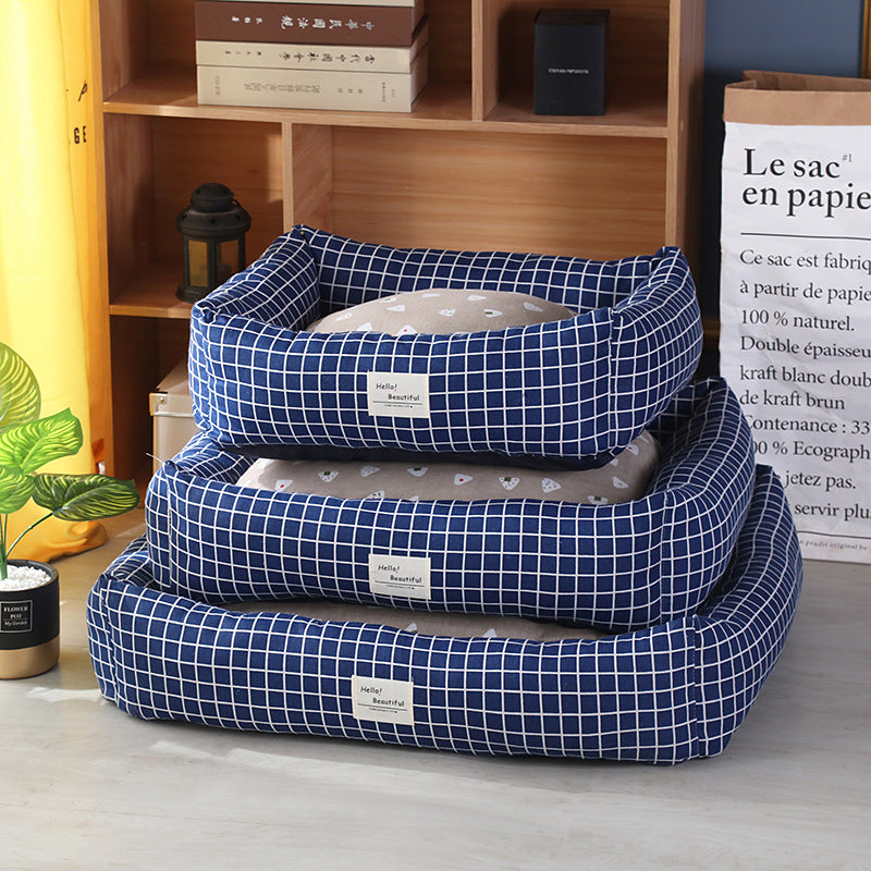KFX-3915965 Cozy Linen Pet Nest with 3D High-Elastic PP Cotton Filling - Various Sizes Available