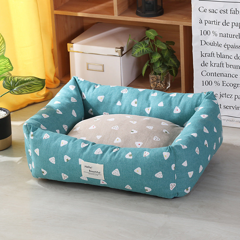 KFX-3915965 Cozy Linen Pet Nest with 3D High-Elastic PP Cotton Filling - Various Sizes Available