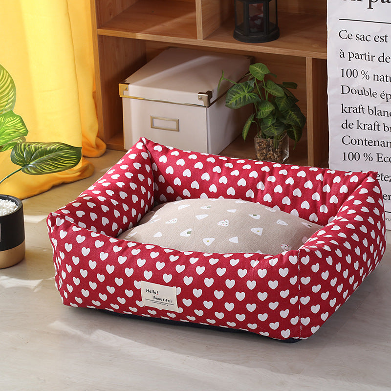 KFX-3915965 Cozy Linen Pet Nest with 3D High-Elastic PP Cotton Filling - Various Sizes Available