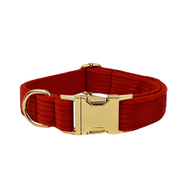 KFX-3917373 Corduroy Pet Collar and Leash Set with Bow and Waste Bag