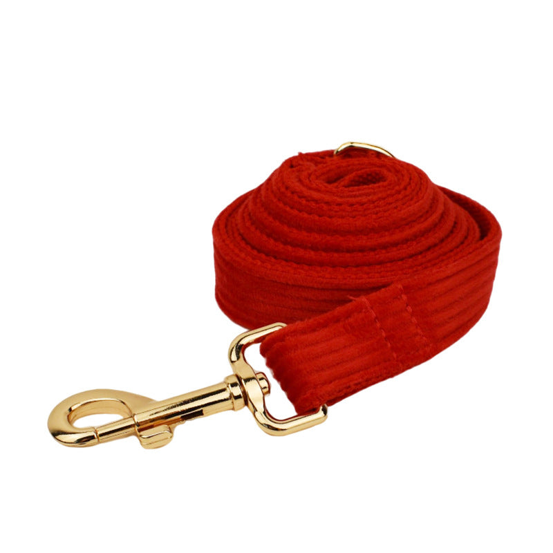 KFX-3917373 Corduroy Pet Collar and Leash Set with Bow and Waste Bag