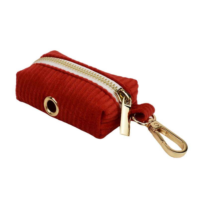 KFX-3917373 Corduroy Pet Collar and Leash Set with Bow and Waste Bag
