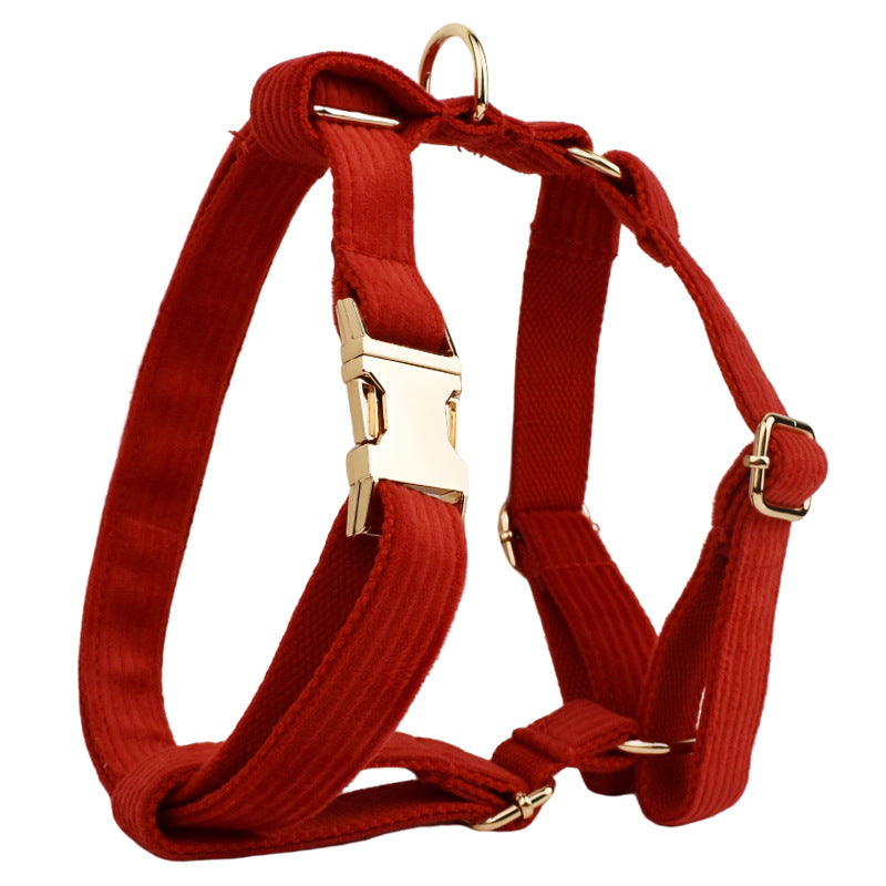 KFX-3917373 Corduroy Pet Collar and Leash Set with Bow and Waste Bag