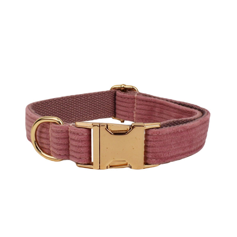 KFX-3917373 Corduroy Pet Collar and Leash Set with Bow and Waste Bag