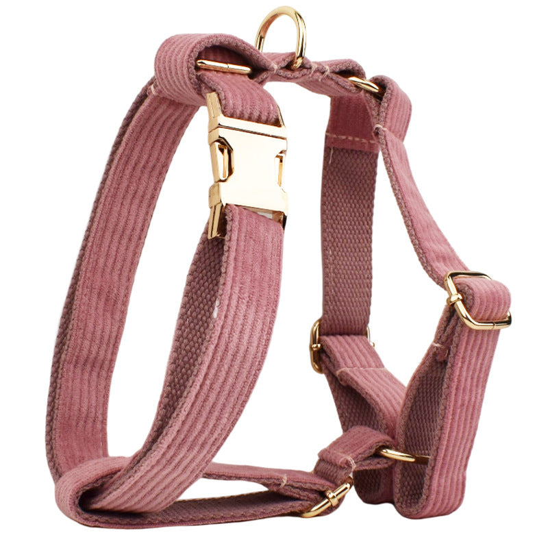 KFX-3917373 Corduroy Pet Collar and Leash Set with Bow and Waste Bag