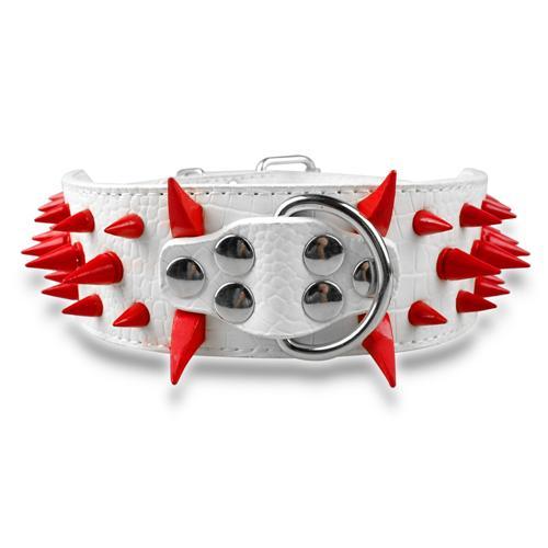 KFX-3917885 Spiked Leather Dog Collar with Adjustable Length for Large Dogs