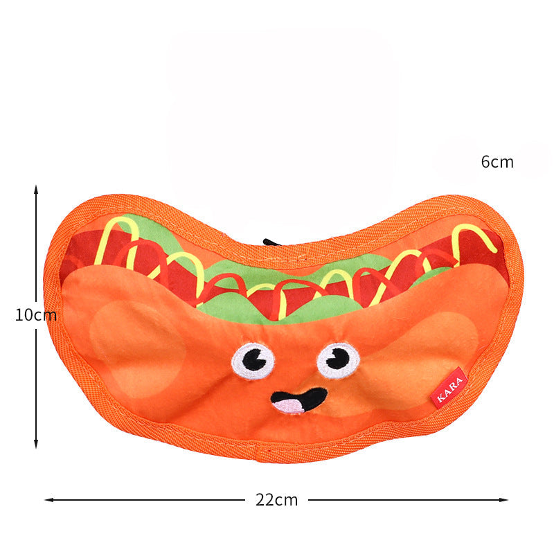 KFX-3919165 Durable Crinkle Hamburger Dog Toy with Squeaker - Interactive No Stuffing Chew Toy for Puppies and Dogs