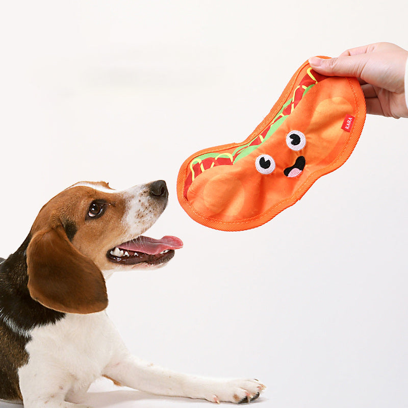 KFX-3919165 Durable Crinkle Hamburger Dog Toy with Squeaker - Interactive No Stuffing Chew Toy for Puppies and Dogs