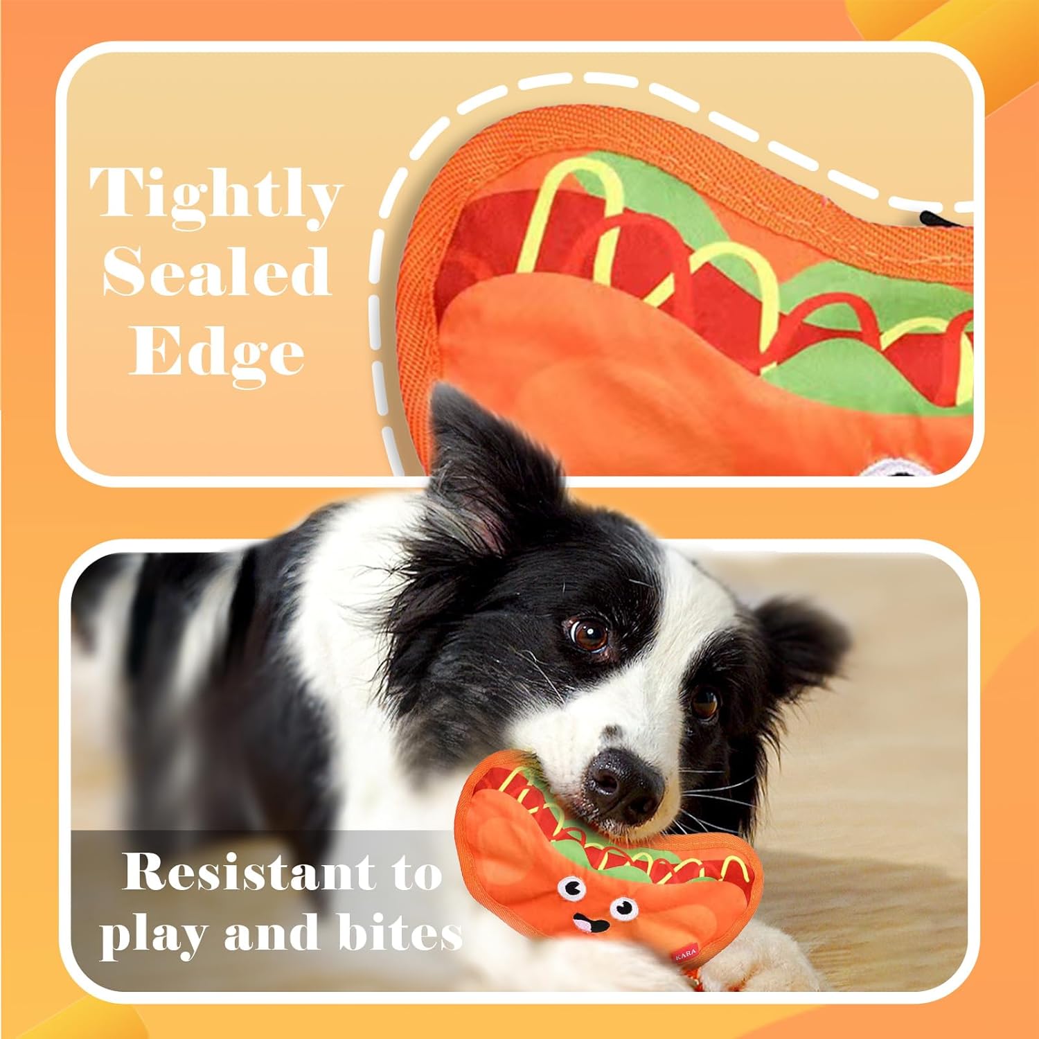 KFX-3919165 Durable Crinkle Hamburger Dog Toy with Squeaker - Interactive No Stuffing Chew Toy for Puppies and Dogs