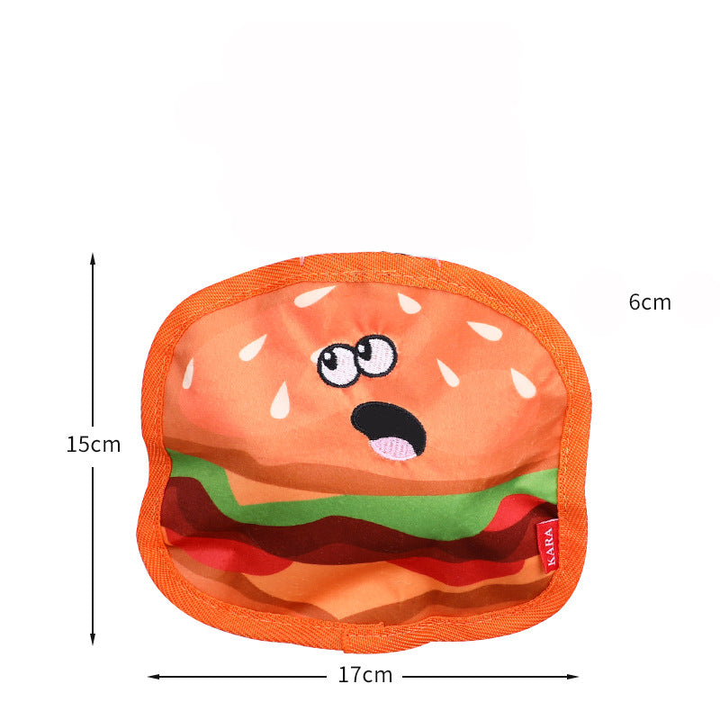 KFX-3919165 Durable Crinkle Hamburger Dog Toy with Squeaker - Interactive No Stuffing Chew Toy for Puppies and Dogs