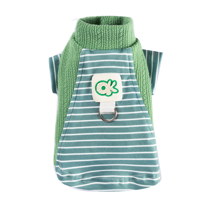 KFX-3920445 Cute Striped Pet Shirts with Belt Loops for Dogs and Cats - Soft, Breathable Knitted Fabric