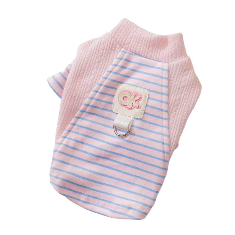 KFX-3920445 Cute Striped Pet Shirts with Belt Loops for Dogs and Cats - Soft, Breathable Knitted Fabric