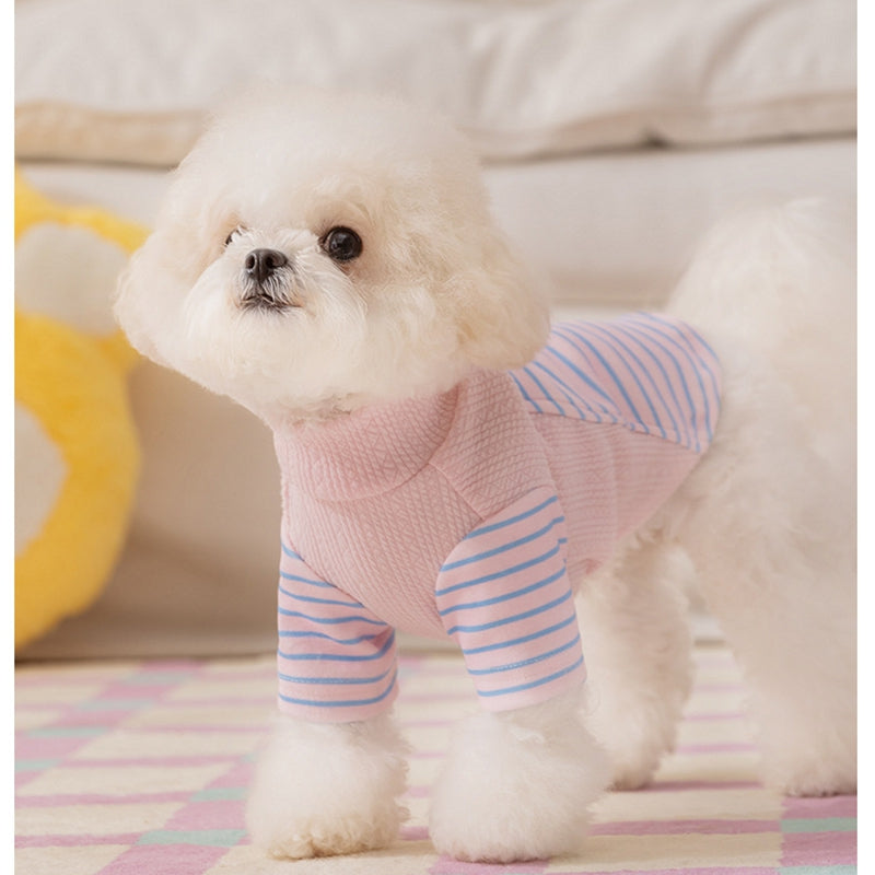 KFX-3920445 Cute Striped Pet Shirts with Belt Loops for Dogs and Cats - Soft, Breathable Knitted Fabric