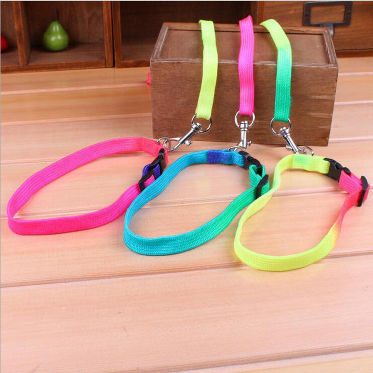 KFX-3920957 Rainbow Color Nylon Cat Leash and Dog Chain, 120cm Length, Adjustable Neck Collar 20-30cm