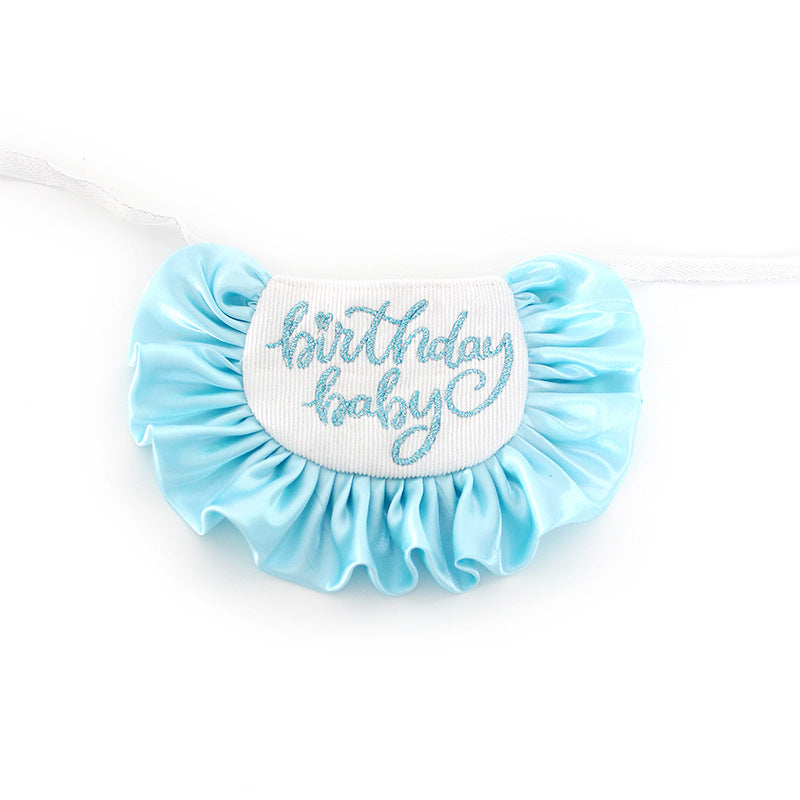 KFX-3922237 Cute Dog Birthday Bib and Hat Set with Embroidery for All Seasons