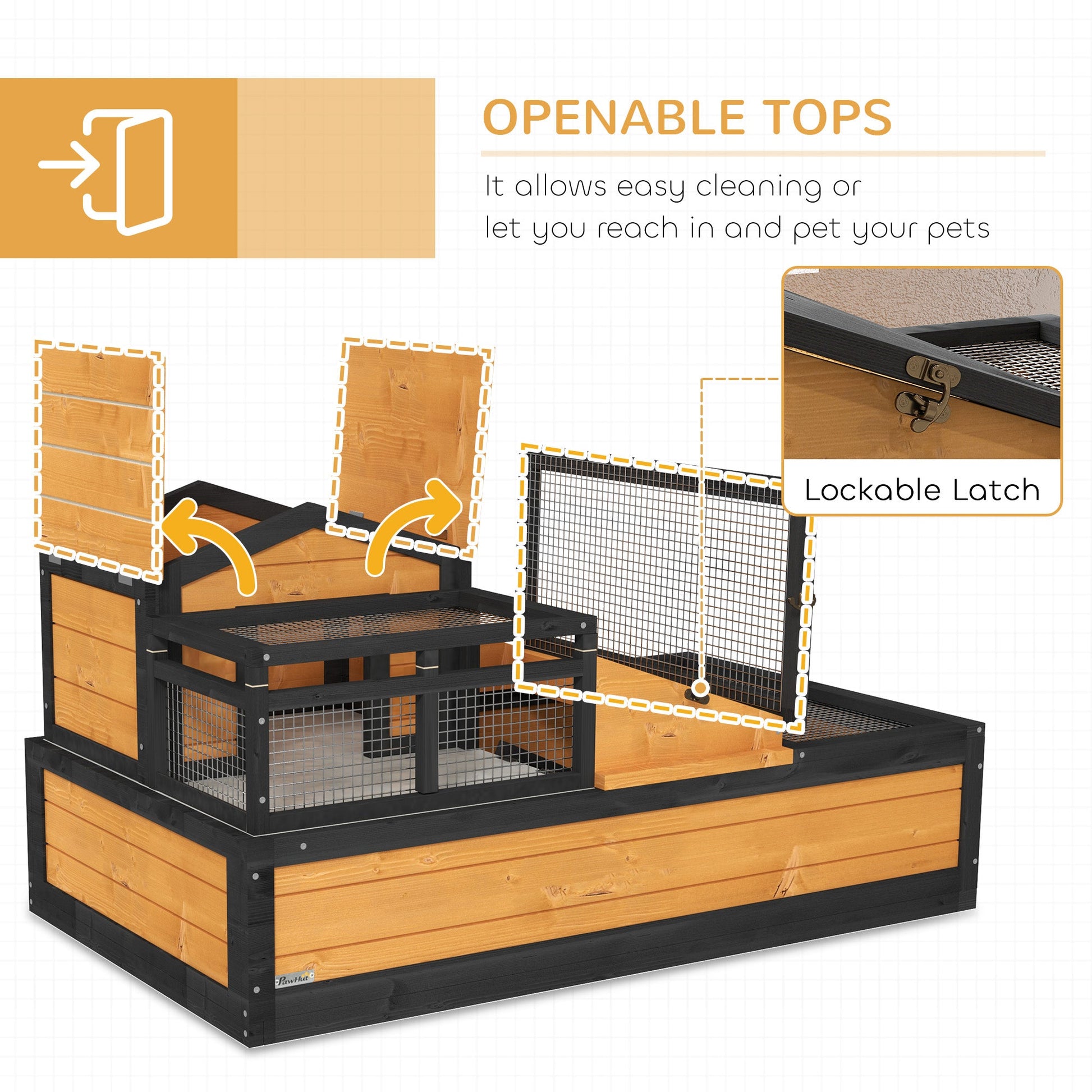 KFX-3925309 3-Room Tortoise Habitat with Balcony, Two Stories, Yellow, 44" x 25.5" x 25"