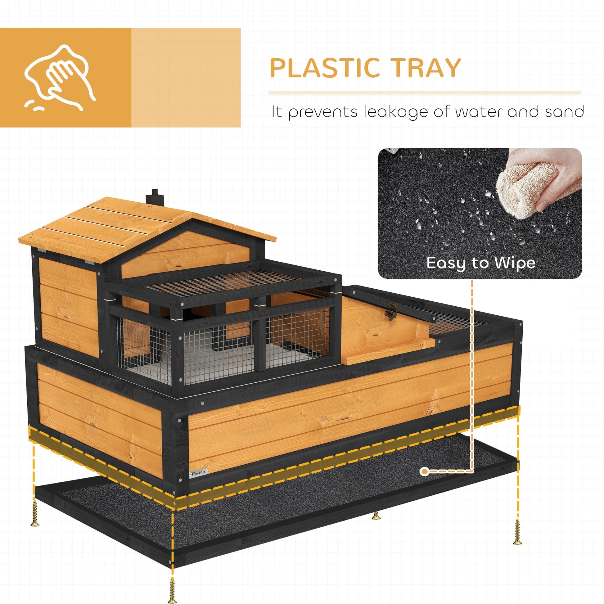 KFX-3925309 3-Room Tortoise Habitat with Balcony, Two Stories, Yellow, 44" x 25.5" x 25"