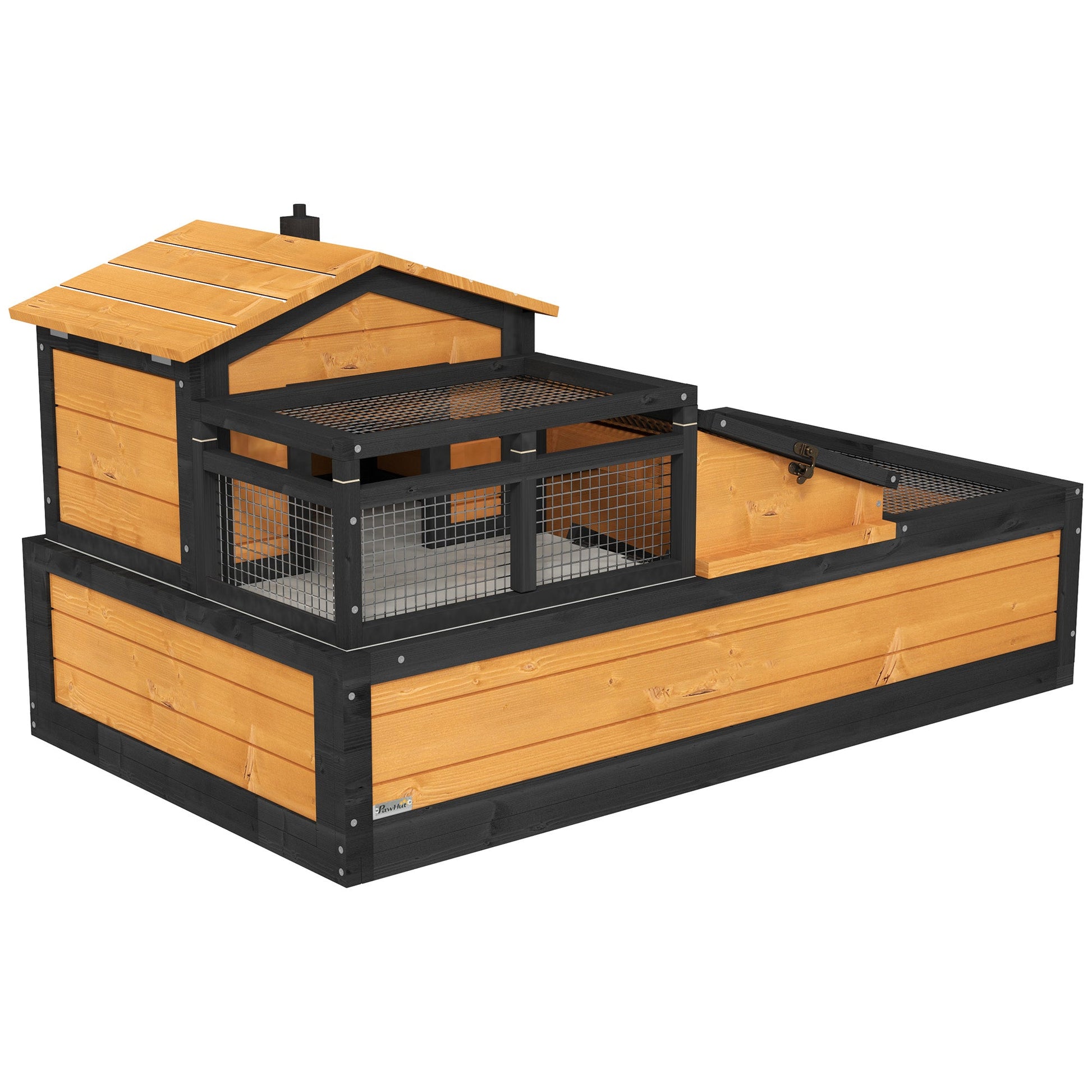 KFX-3925309 3-Room Tortoise Habitat with Balcony, Two Stories, Yellow, 44" x 25.5" x 25"