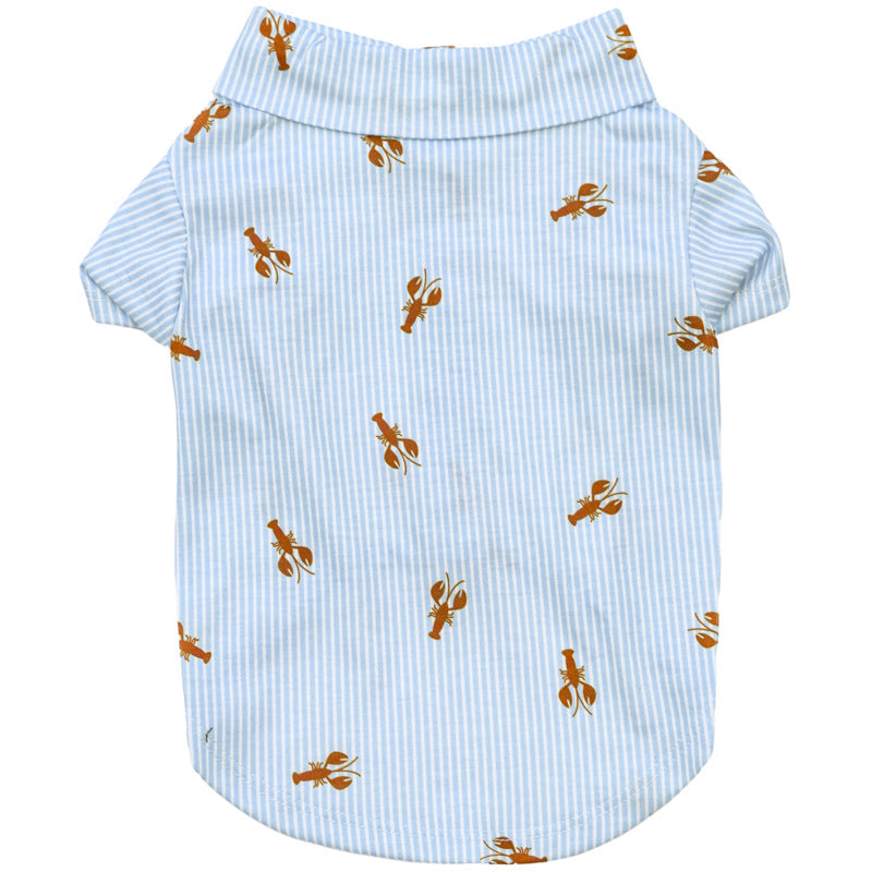 KFX-3926205 Pet Shirt for Small Dogs and Cats - Soft Fabric, Blue and Light Blue Options, Multiple Sizes Available