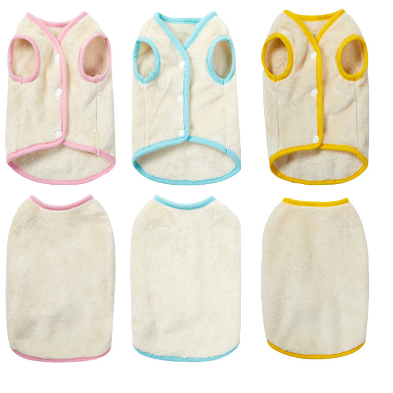 KFX-3927229 Soft Flannel Dog Vest in Pink, Blue, and Yellow - Sizes S-XXL