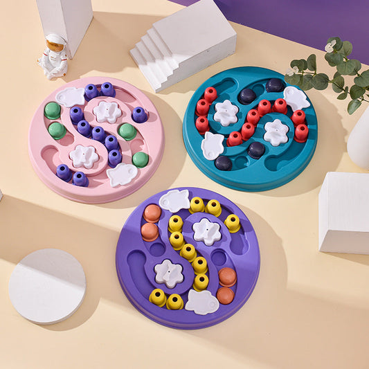 KFX-3928253 Maze Puzzle Toy for Pets - Interactive Feeding Device, Durable Non-Toxic Material, Blue-Green, Pink, Purple, 29.5 cm