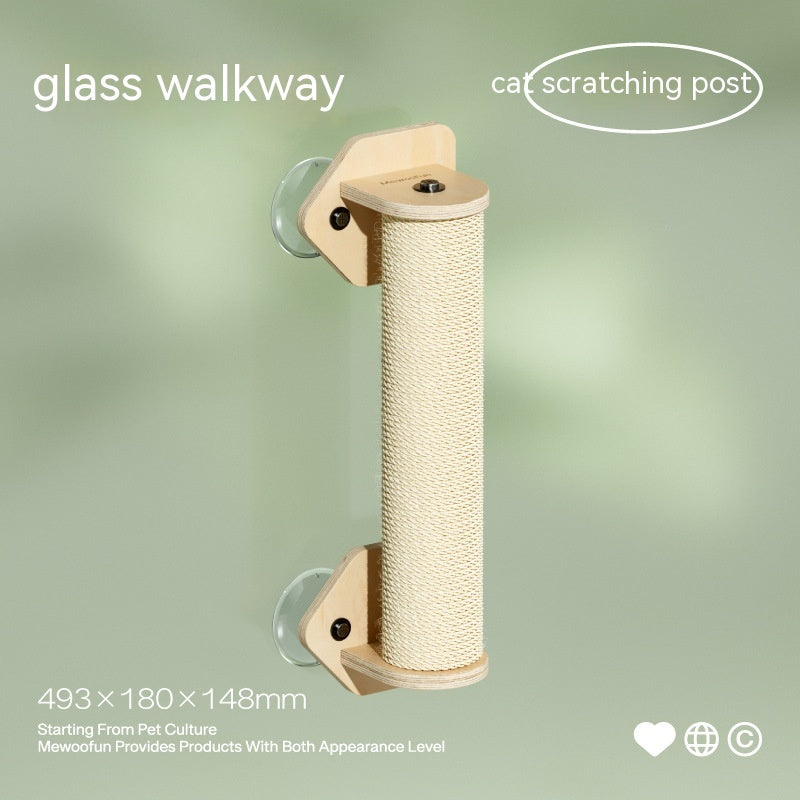KFX-3929021 Glass Wall Chamfer Cat Scratch Tree with Strong Adhesive Suckers and Simple Design