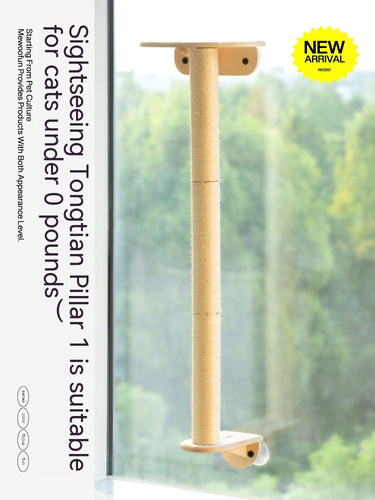 KFX-3929021 Glass Wall Chamfer Cat Scratch Tree with Strong Adhesive Suckers and Simple Design