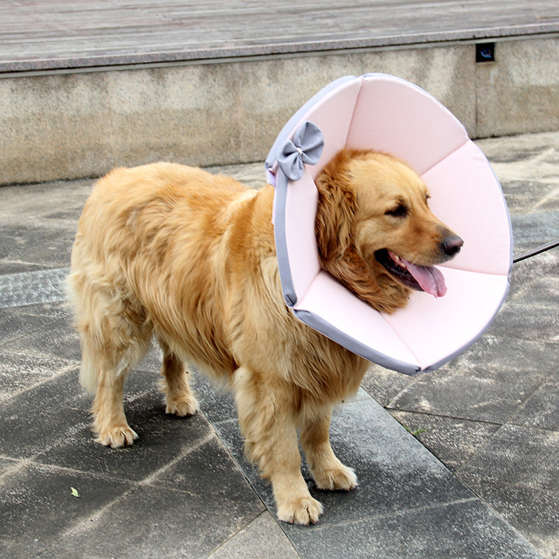 KFX-3929405 Dog Recovery Collar - Adjustable Cloth Elizabethan Cone for Comfort in Yellow, Black, Pink, Gray (Sizes XS-XXXL)