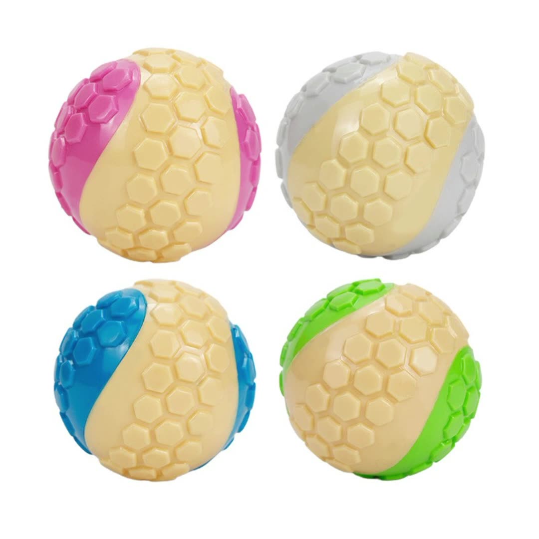 KFX-3930045 Interactive Bite-Resistant TPR Colorful Grid Ball Dog Toy - 6CM Diameter