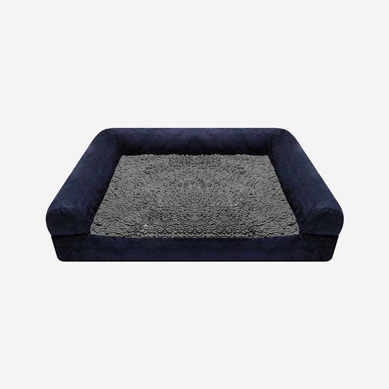 KFX-3931453 Waterproof Removable Suede Cotton Fleece Kennel in Coffee, Navy, and Silver - Multiple Sizes Available