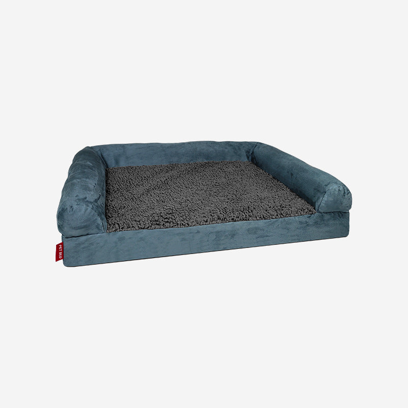 KFX-3931453 Waterproof Removable Suede Cotton Fleece Kennel in Coffee, Navy, and Silver - Multiple Sizes Available