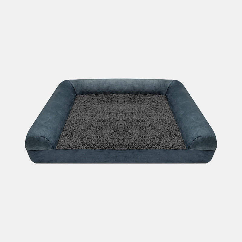 KFX-3931453 Waterproof Removable Suede Cotton Fleece Kennel in Coffee, Navy, and Silver - Multiple Sizes Available