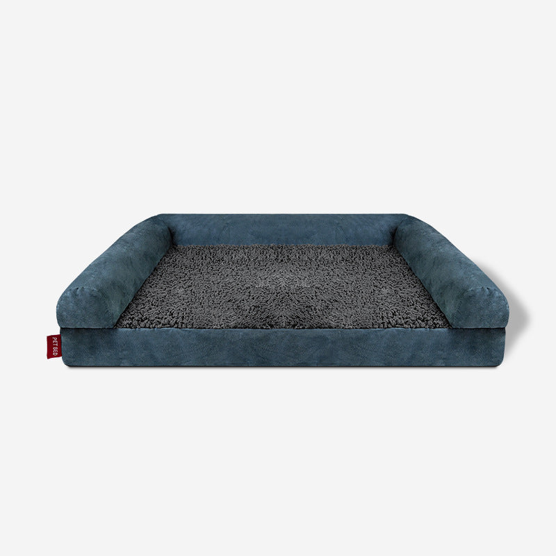 KFX-3931453 Waterproof Removable Suede Cotton Fleece Kennel in Coffee, Navy, and Silver - Multiple Sizes Available