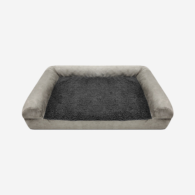 KFX-3931453 Waterproof Removable Suede Cotton Fleece Kennel in Coffee, Navy, and Silver - Multiple Sizes Available