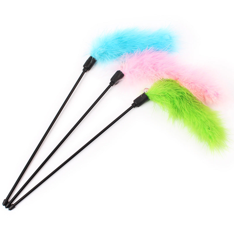 KFX-3932221 Funny Plush Cat Toy Stick in Random Colors - 26x15cm