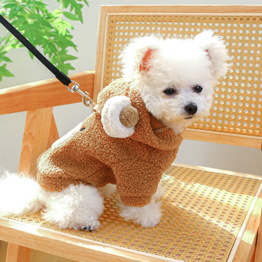KFX-3932477 Cozy Lambswool Round Bear Hoodie for Pets in Multiple Sizes