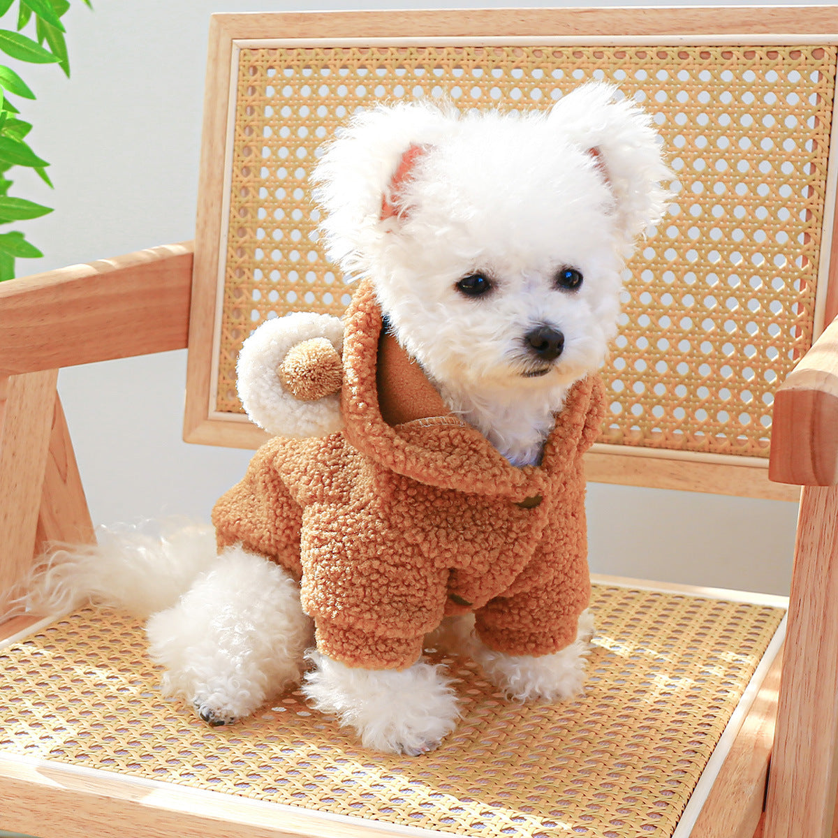 KFX-3932477 Cozy Lambswool Round Bear Hoodie for Pets in Multiple Sizes